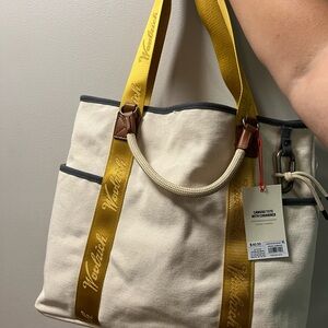 Woolrich x Target yellow canvas tote with carabiner nwt